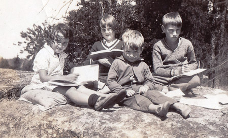 <B>Playing School</B><BR> Peggy Barragar, Shirley Gordon, Fletcher barragar, Graham Pincock