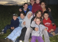 A happy gaggle of kids <BR>in Miss Marilyn's Meadow on a summer evening (Summer 2008)